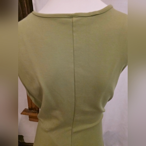 Sleeveless Olive Green Ruched Maxi Skirt Dress - Picture 5 of 7